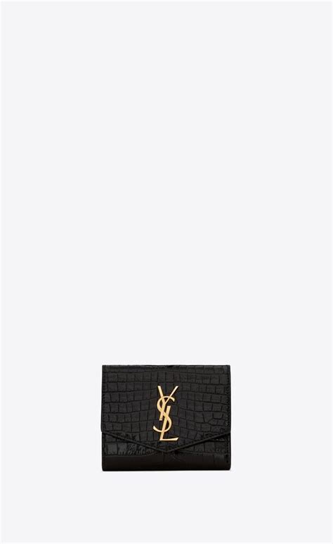 ysl croc wallet|UPTOWN Compact wallet in crocodile.